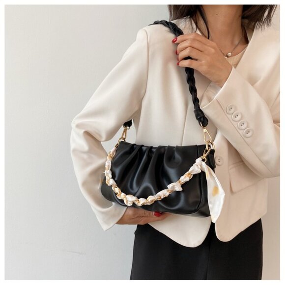 Y2K Statement Chain Ruched Shoulder Bag/Multiple colors available - Picture 5 of 16